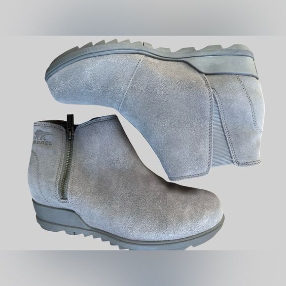 Sorel Evie Zip Leather Quarry/Sea Salt Women's Ankle Boot Size 9.5 - Picture 4 of 9